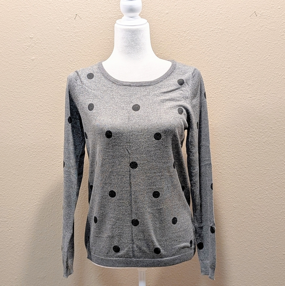 Absolutely Gray Black Polka Dot Crewneck Sweater